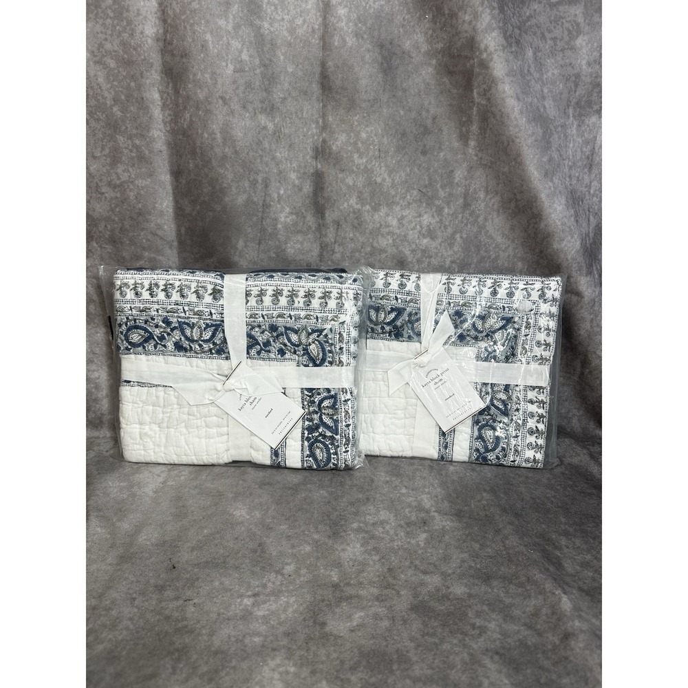 2 Pottery Barn Kayta Block Print‎ Shams Standard New Quilted